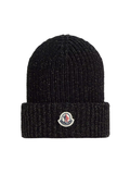 MONCLER KIDS Girls Metallic Wool Beanie Black - MAISONDEFASHION.COM
