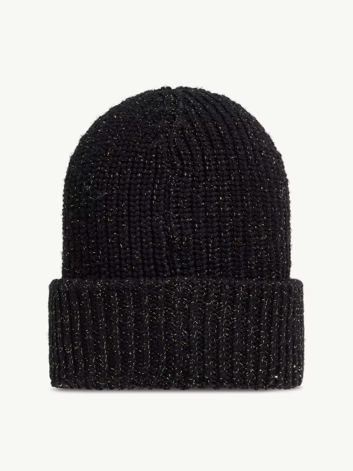 MONCLER KIDS Girls Metallic Wool Beanie Black - MAISONDEFASHION.COM