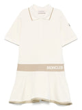 MONCLER KIDS Girls Piquet Polo Dress White - MAISONDEFASHION.COM