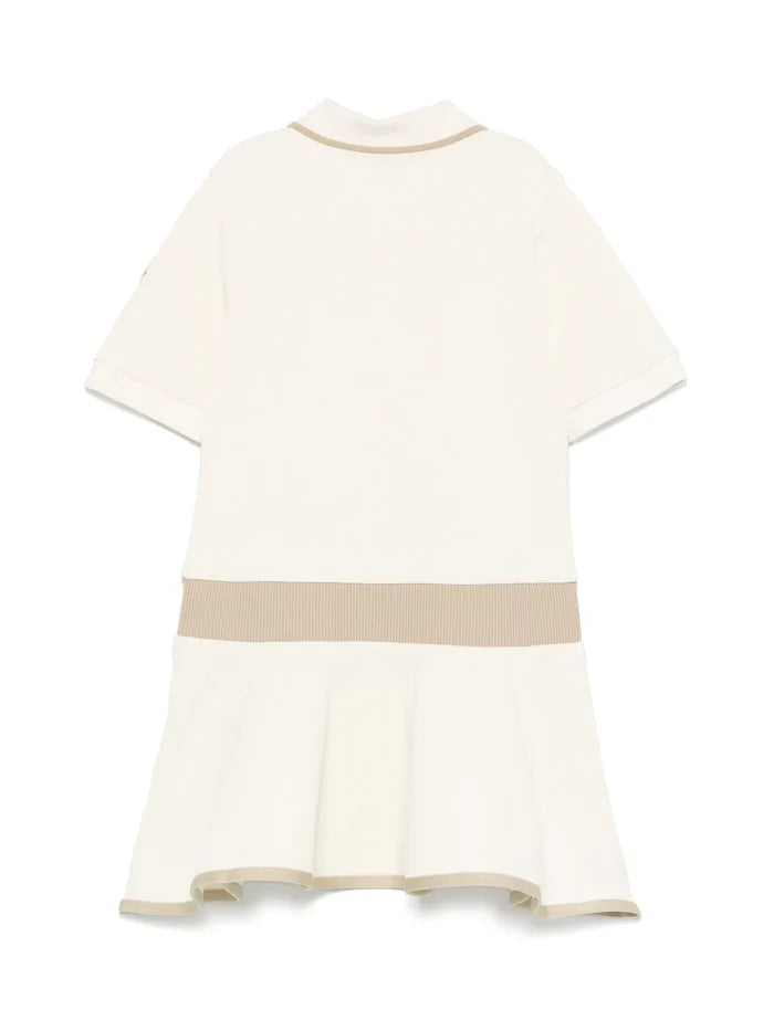 MONCLER KIDS Girls Piquet Polo Dress White - MAISONDEFASHION.COM