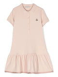 MONCLER KIDS Logo Patch Polo Shirt Dress Pink - MAISONDEFASHION.COM