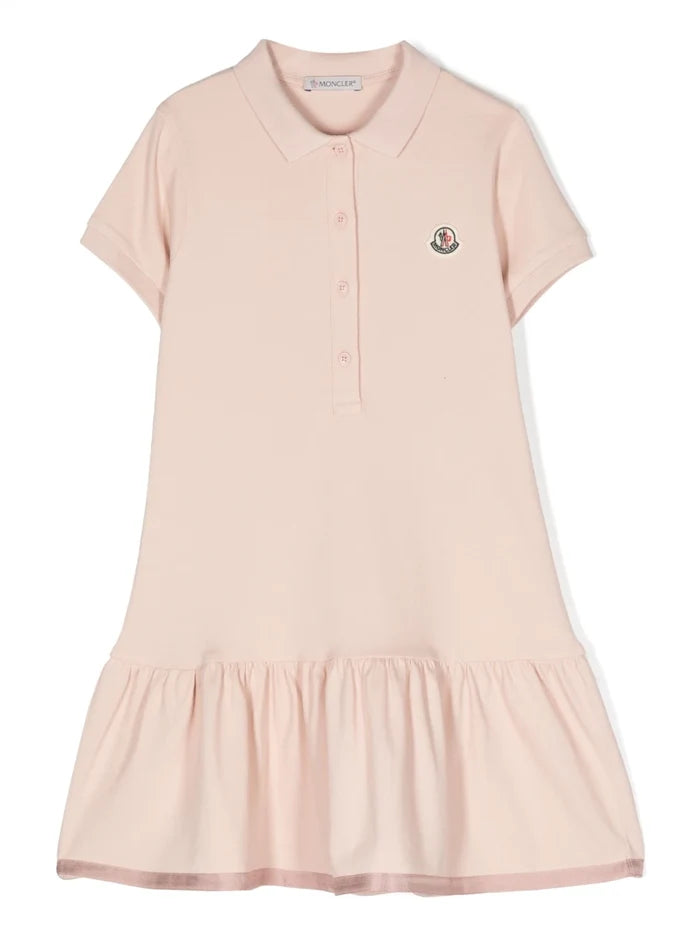 MONCLER KIDS Logo Patch Polo Shirt Dress Pink - MAISONDEFASHION.COM