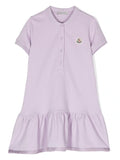 MONCLER KIDS Logo Patch Polo Shirt Dress Purple - MAISONDEFASHION.COM