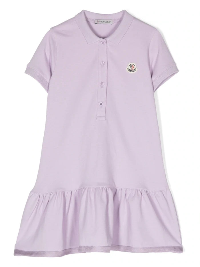 MONCLER KIDS Logo Patch Polo Shirt Dress Purple - MAISONDEFASHION.COM