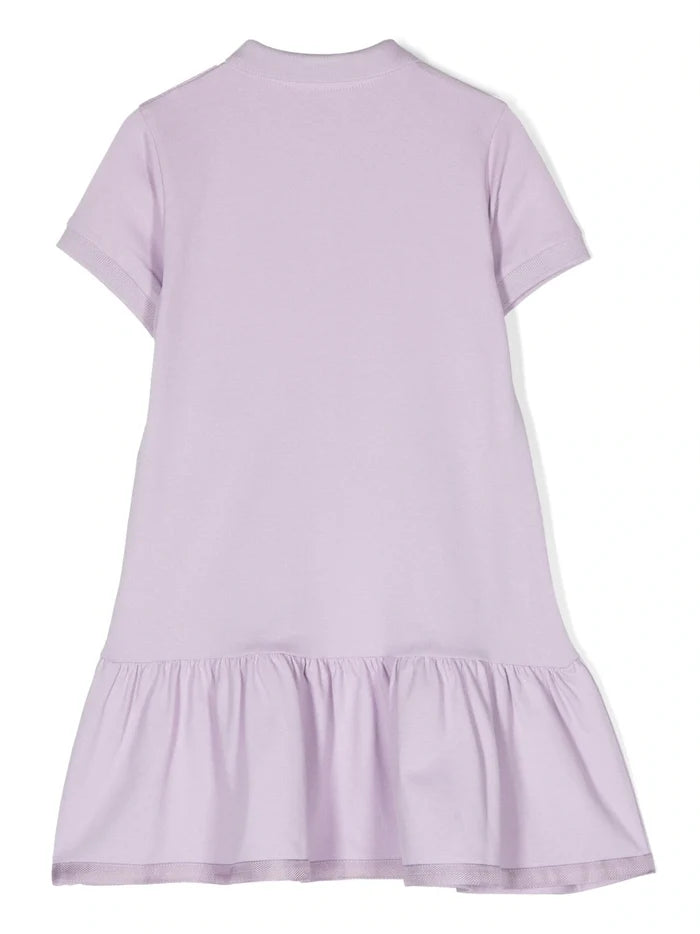 MONCLER KIDS Logo Patch Polo Shirt Dress Purple - MAISONDEFASHION.COM