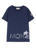 MONCLER KIDS Logo Short Sleeve T-Shirt Navy - MAISONDEFASHION.COM