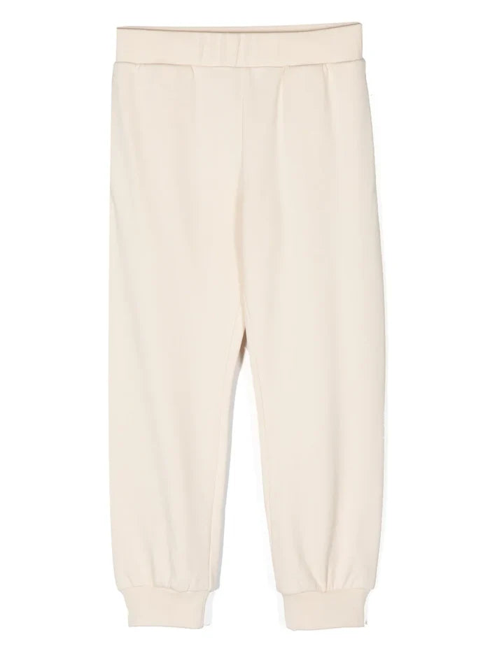 MONCLER KIDS Logo Sweat Pants Beige - MAISONDEFASHION.COM