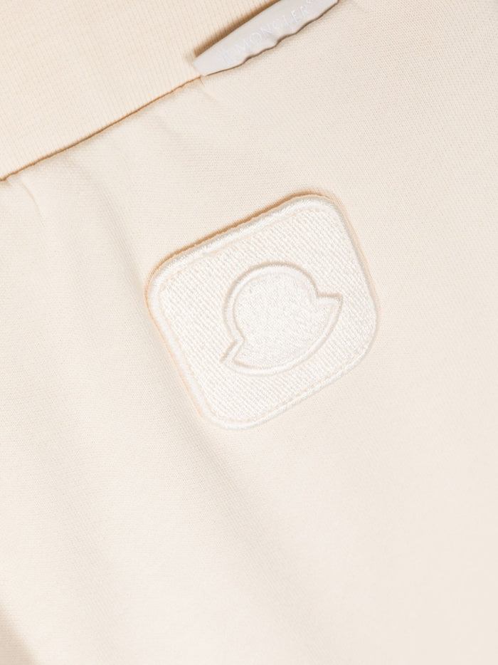 MONCLER KIDS Logo Sweat Pants Beige - MAISONDEFASHION.COM