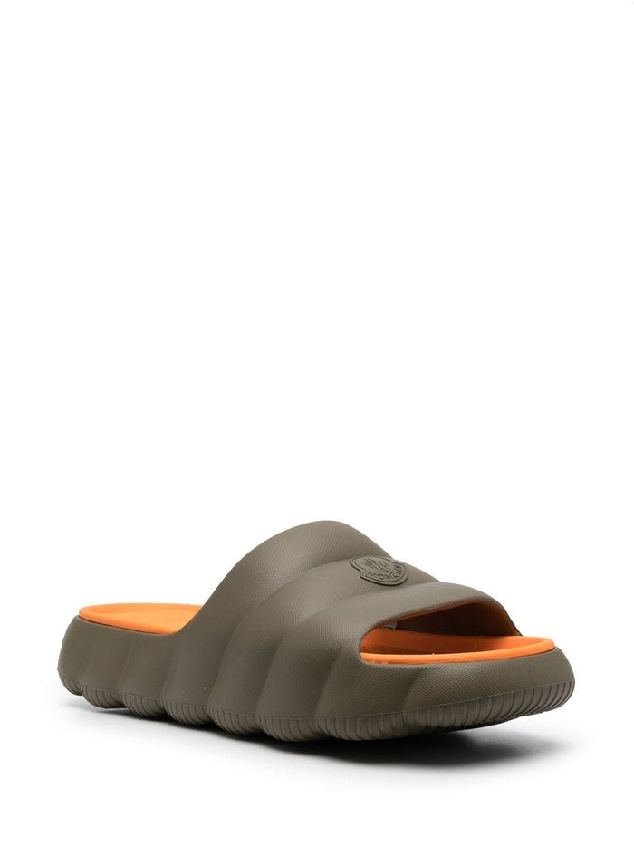 MONCLER Lilo Slides Green/Orange - MAISONDEFASHION.COM