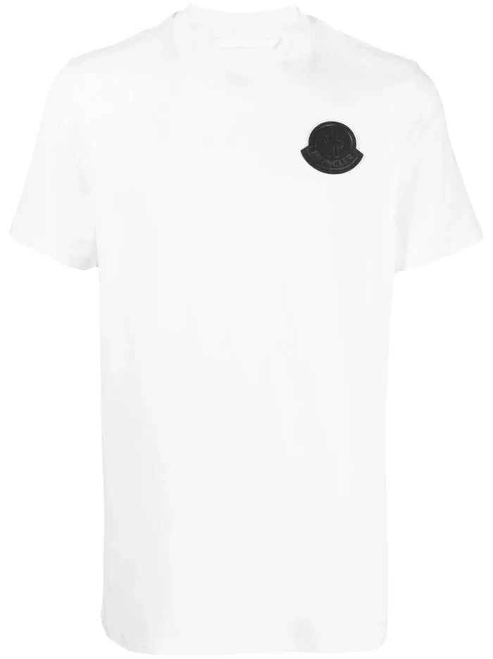 MONCLER Logo Applique T-Shirt White - MAISONDEFASHION.COM