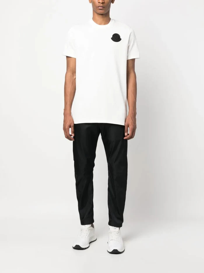 MONCLER Logo Applique T-Shirt White - MAISONDEFASHION.COM