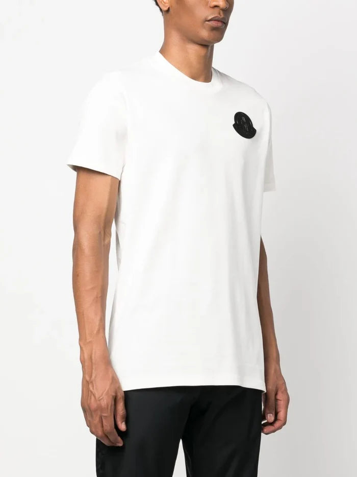 MONCLER Logo Applique T-Shirt White - MAISONDEFASHION.COM