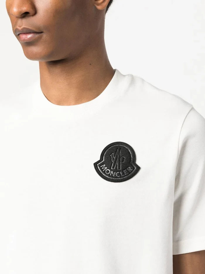 MONCLER Logo Applique T-Shirt White - MAISONDEFASHION.COM
