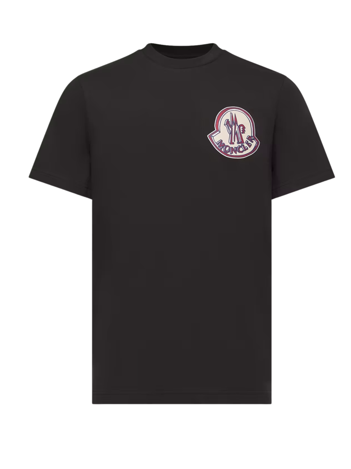 MONCLER Logo Hand-drawn Effect Cotton T-shirt Black