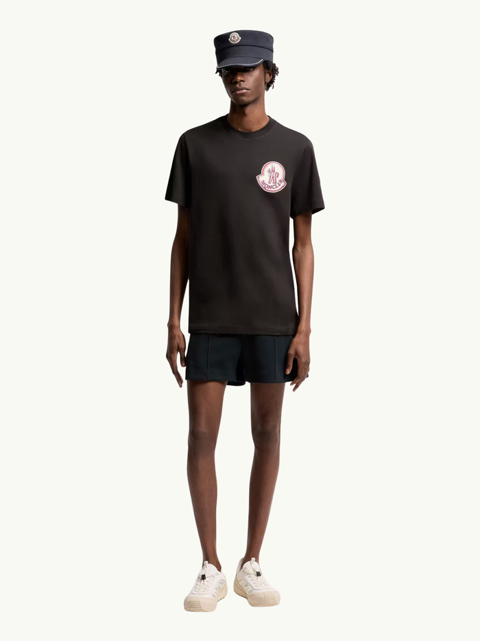 MONCLER Logo Hand-drawn Effect Cotton T-shirt Black