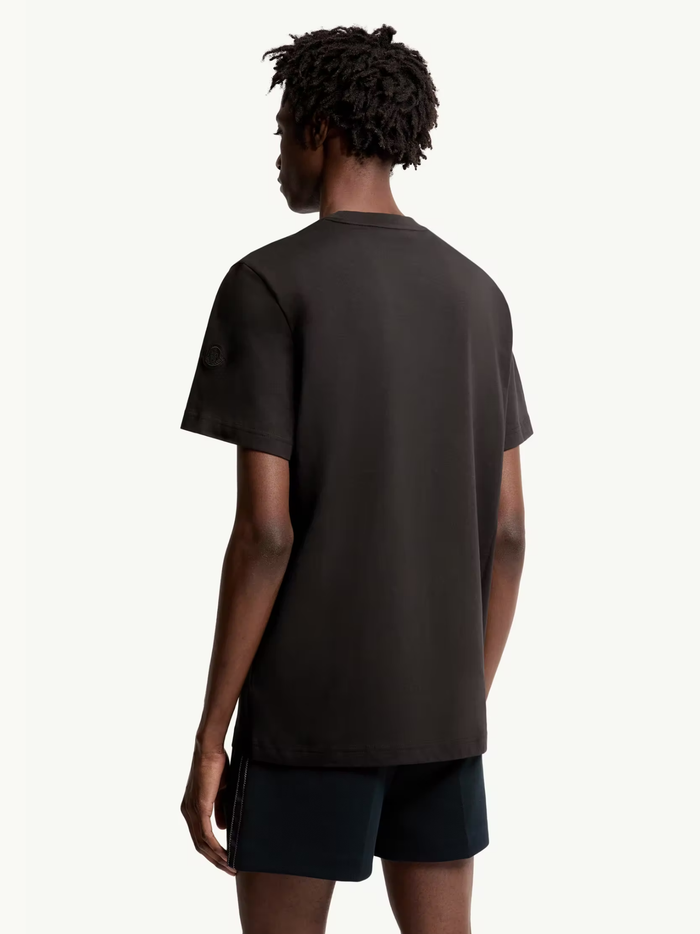 MONCLER Logo Hand-drawn Effect Cotton T-shirt Black