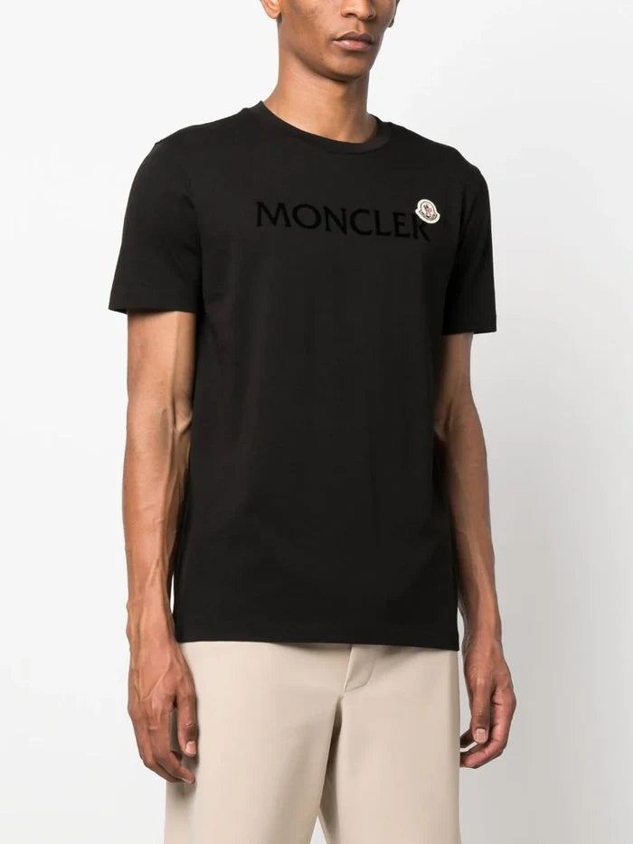 MONCLER Logo-Patch Cotton T-Shirt Black - MAISONDEFASHION.COM