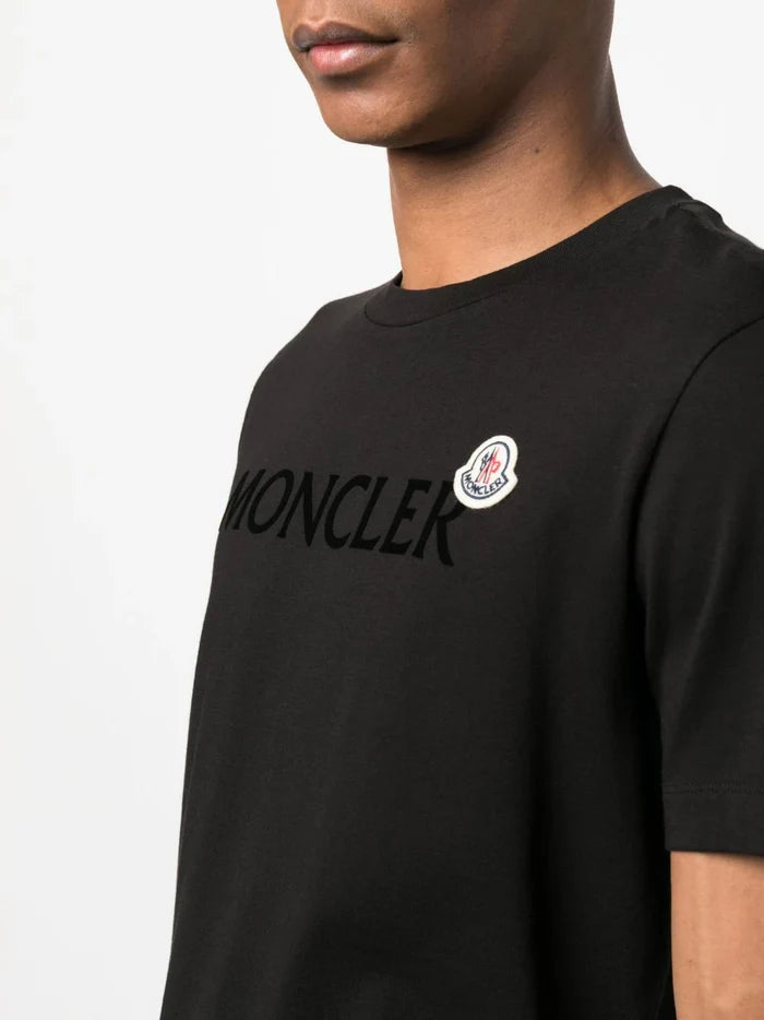 MONCLER Logo-Patch Cotton T-Shirt Black - MAISONDEFASHION.COM