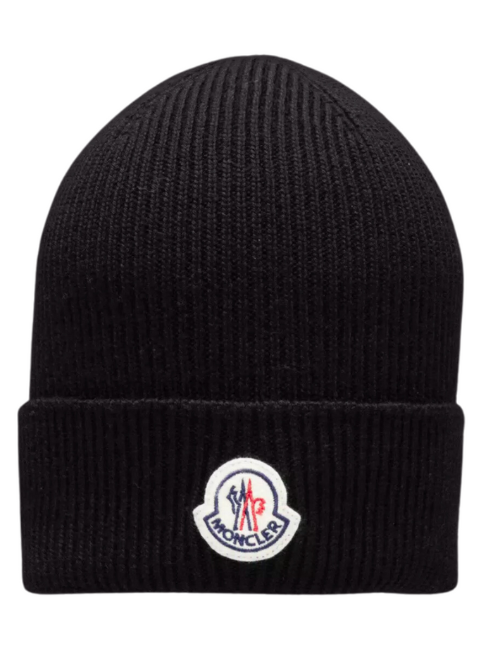 MONCLER Wool Beanie Black - MAISONDEFASHION.COM