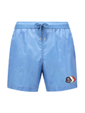 MONCLER Logo Patch Swim Shorts Sky Blue