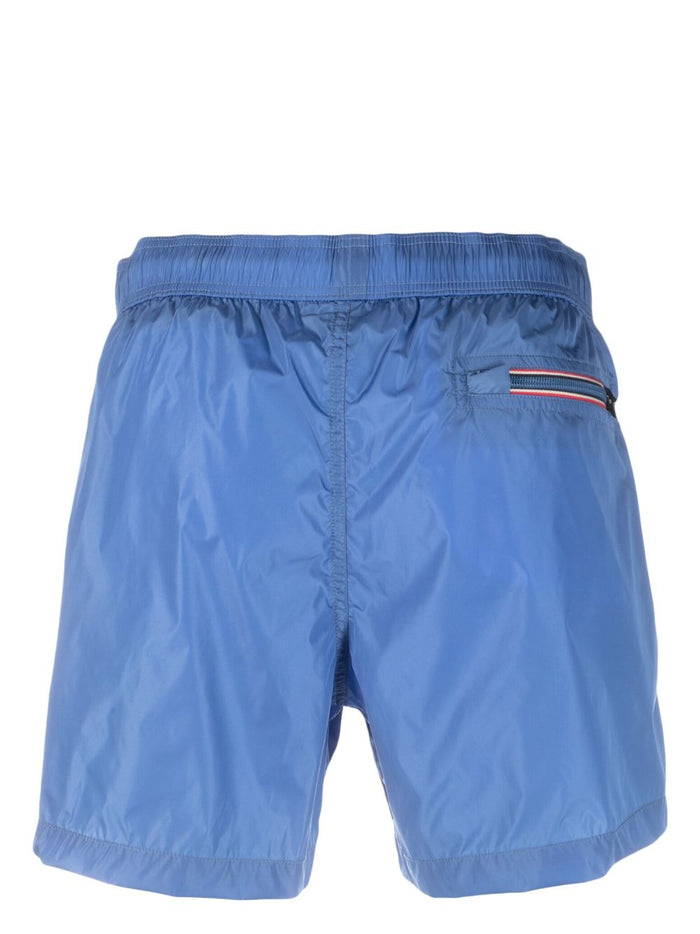 MONCLER Logo-Patch Swimming Shorts Sky Blue - MAISONDEFASHION.COM