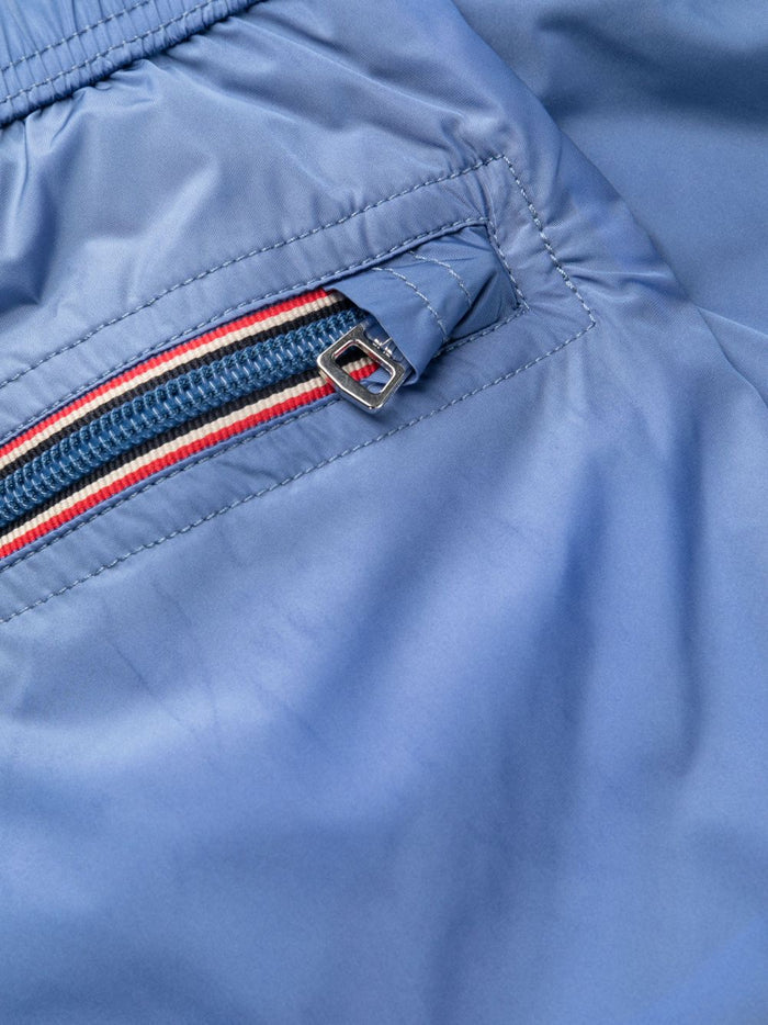 MONCLER Logo-Patch Swimming Shorts Sky Blue - MAISONDEFASHION.COM