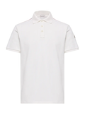 MONCLER Tricolour Trim Cotton Polo Shirt White