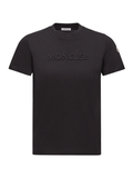 MONCLER WOMEN Embroidered Tonal Logo Cotton T-Shirt Black