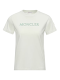 MONCLER WOMEN Embroidered Tonal Logo Cotton T-Shirt Light Green