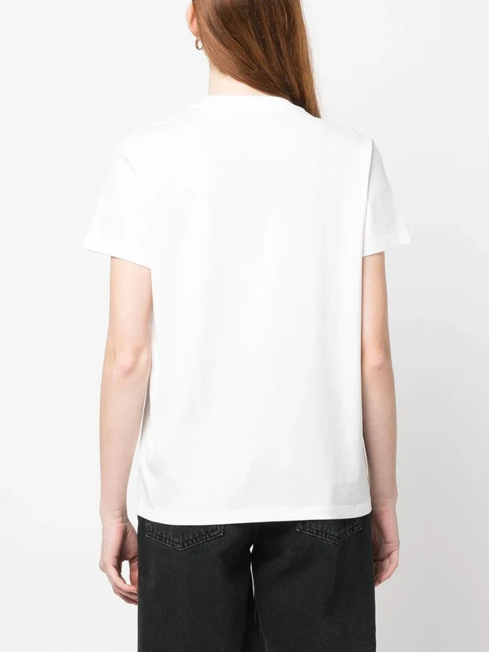 MONCLER WOMEN Logo Embroidered T-Shirt White - MAISONDEFASHION.COM