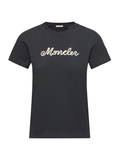 MONCLER WOMEN Logo Embroidery Cotton T-Shirt Navy Blue