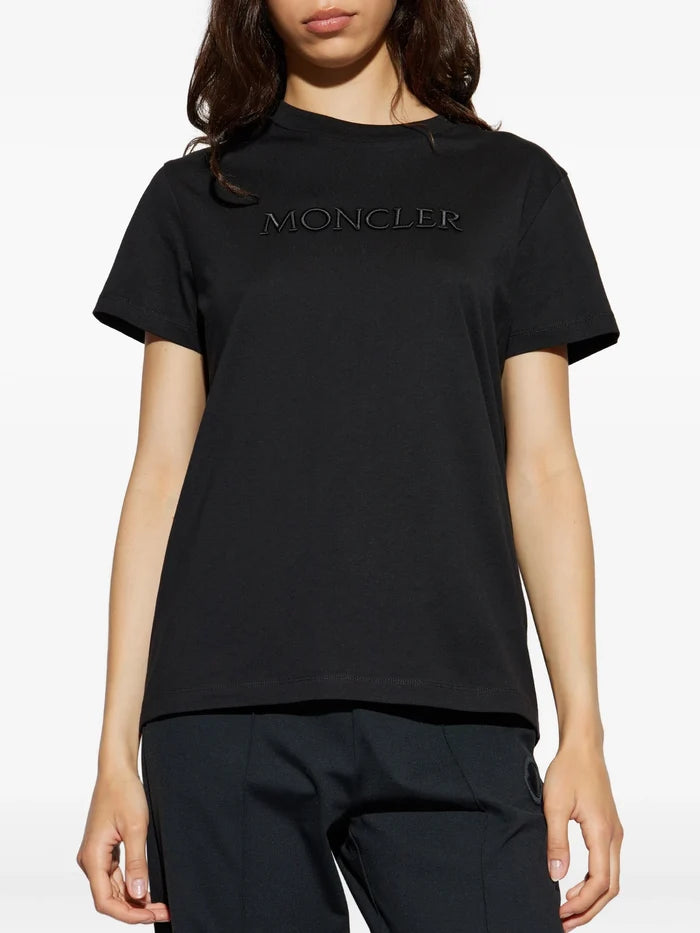 MONCLER WOMEN Logo T-shirt Black - MAISONDEFASHION.COM
