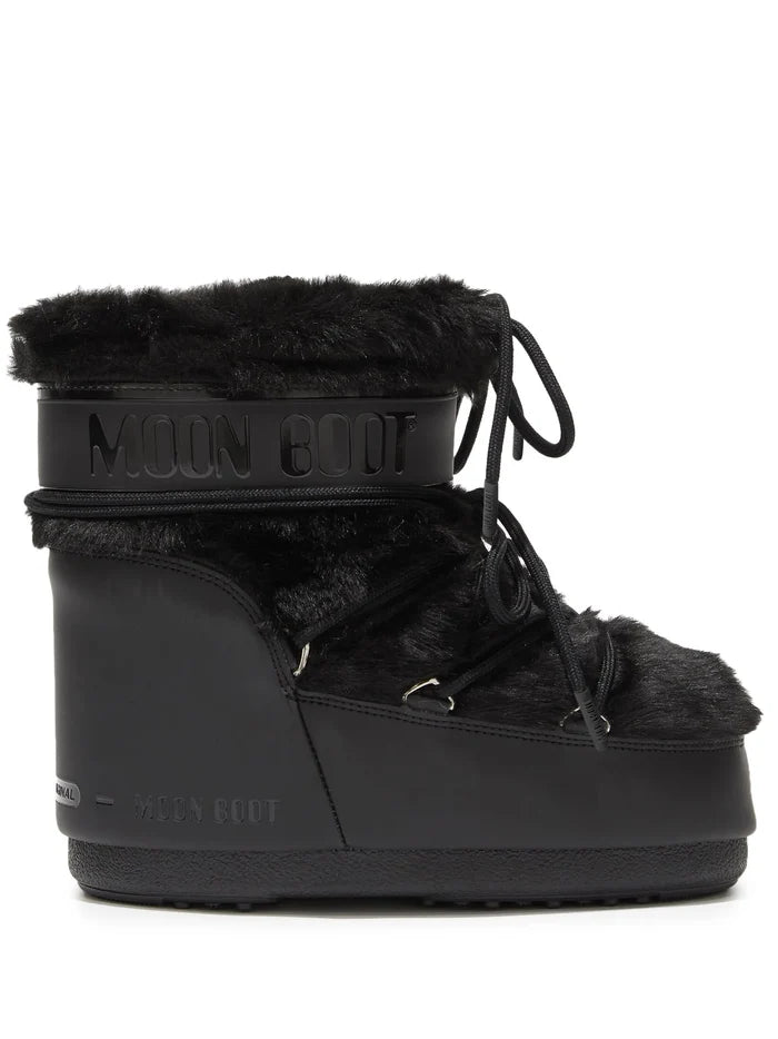 MOON BOOT Icon Low Faux-fur Boots Black - MAISONDEFASHION.COM