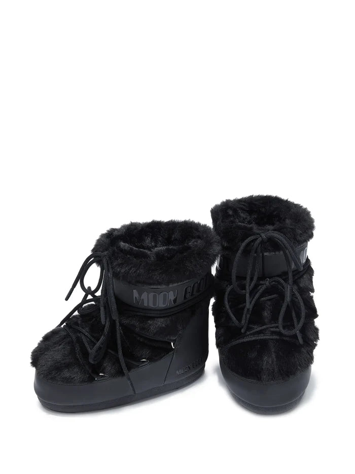 MOON BOOT Icon Low Faux-fur Boots Black - MAISONDEFASHION.COM