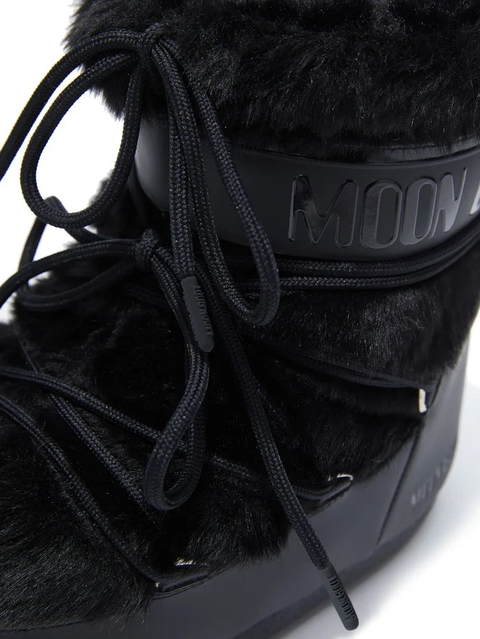 MOON BOOT Icon Low Faux-fur Boots Black - MAISONDEFASHION.COM