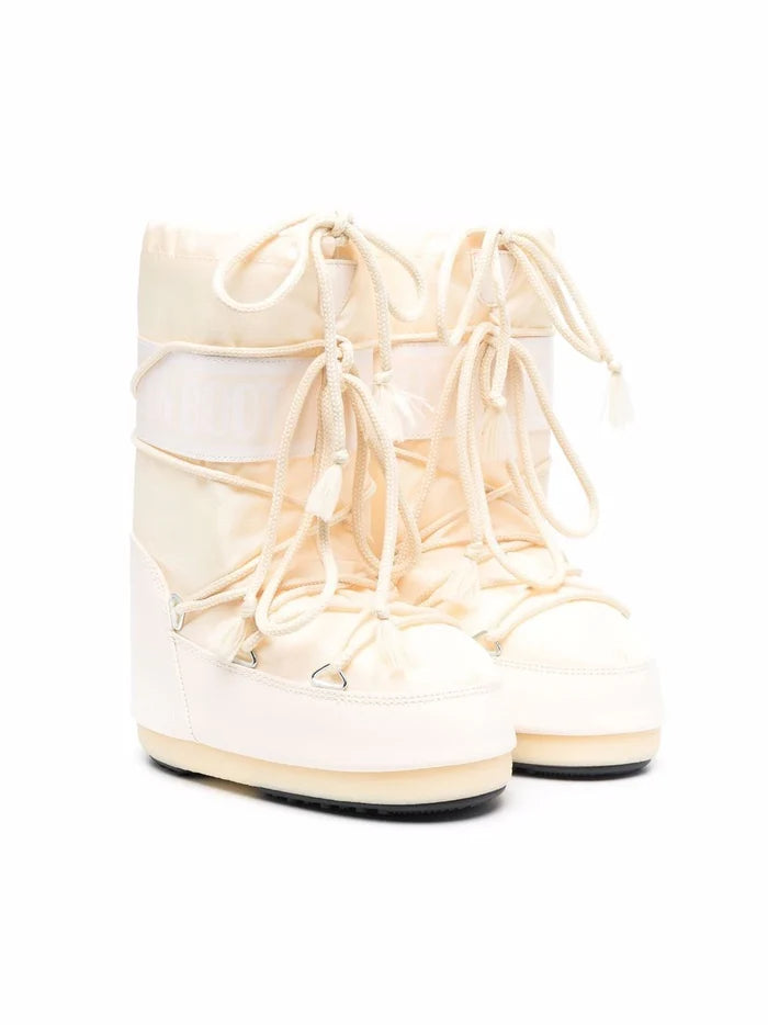 MOON BOOT KIDS Icon MB Nylon Boots Cream - MAISONDEFASHION.COM