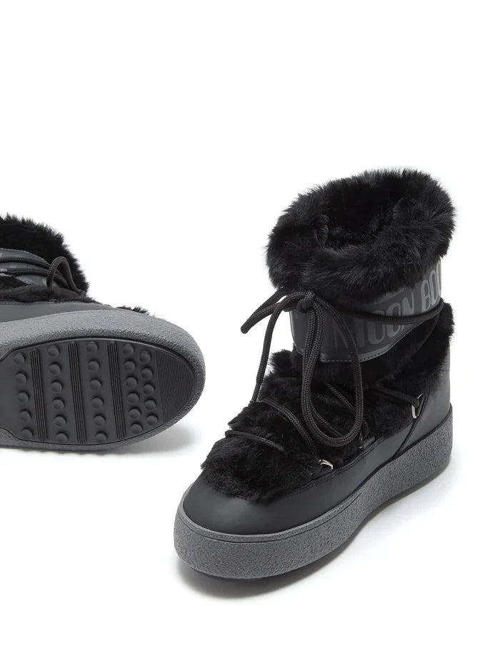 MOON BOOT Ltrack Low Faux-fur Boots Black - MAISONDEFASHION.COM