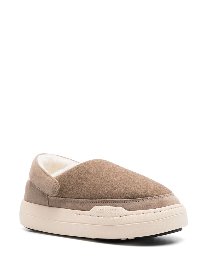 MOON BOOT Park Felt Clogs Beige - MAISONDEFASHION.COM