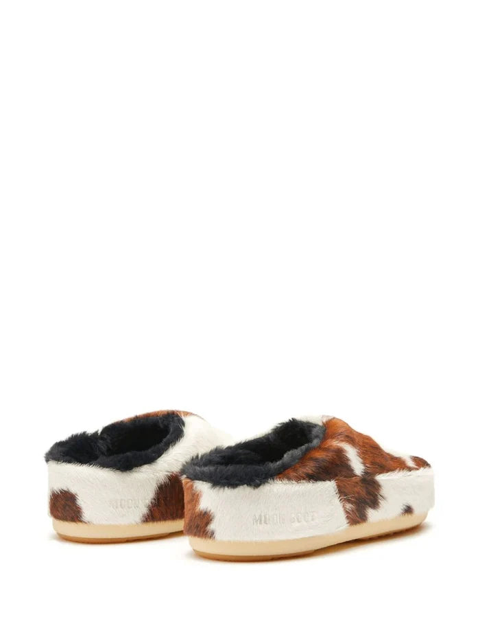 MOON BOOT UNISEX Cow Print Pony Hair Mules Multi - MAISONDEFASHION.COM