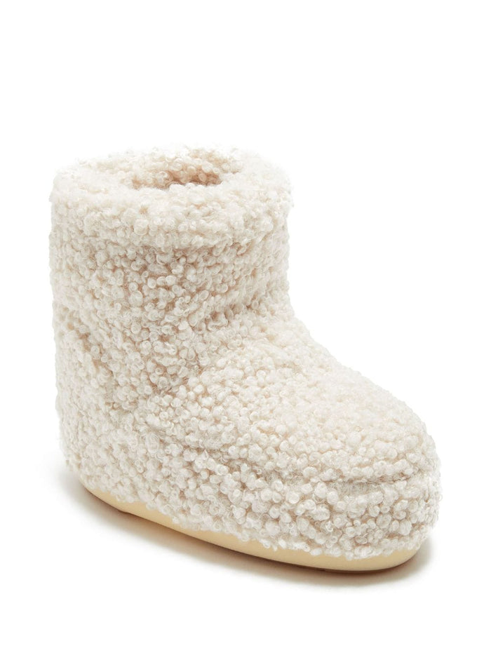 MOON BOOT UNISEX Icon Faux-shearling Ankle Boots Ivory White - MAISONDEFASHION.COM