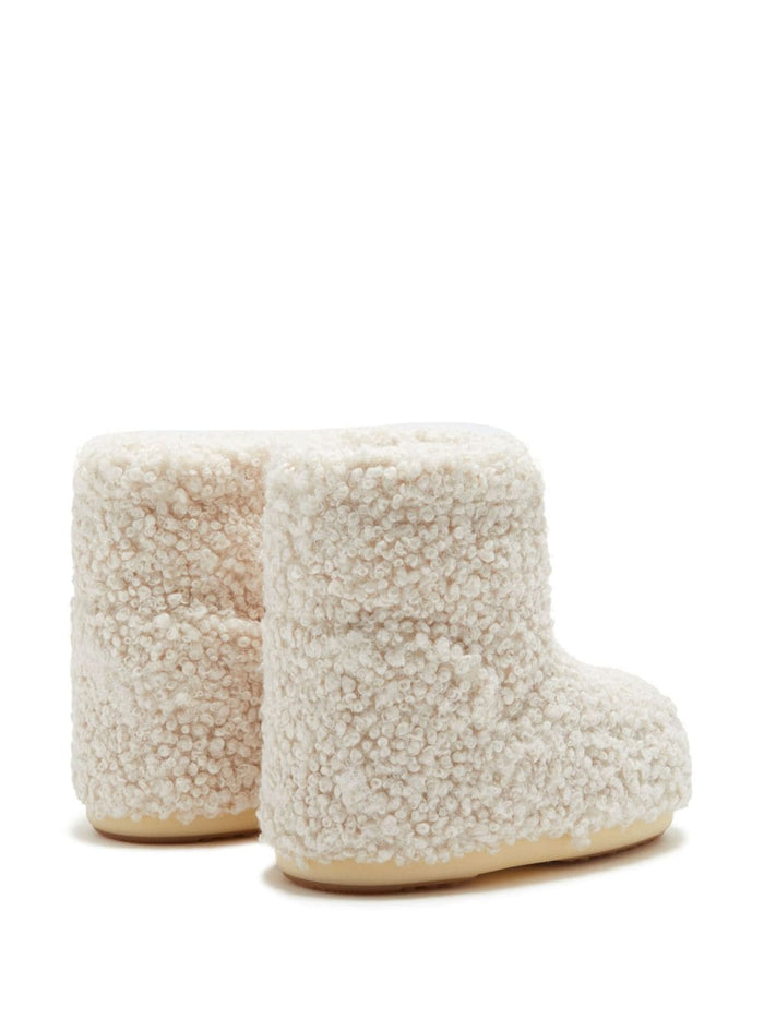 MOON BOOT UNISEX Icon Faux-shearling Ankle Boots Ivory White - MAISONDEFASHION.COM