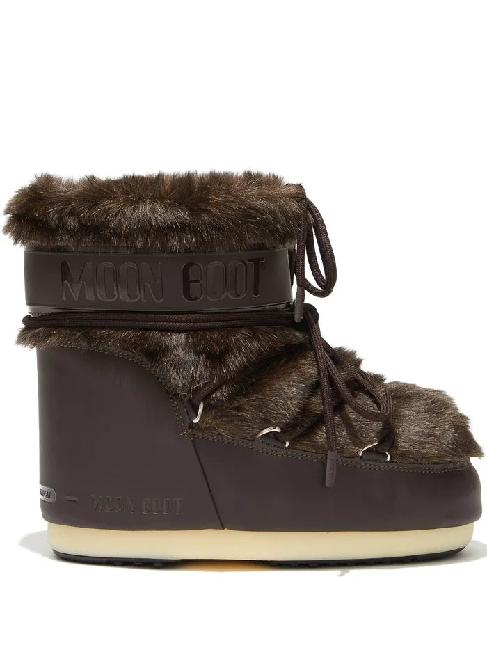 MOON BOOT UNISEX Icon Low Faux Fur Boots Brown - MAISONDEFASHION.COM