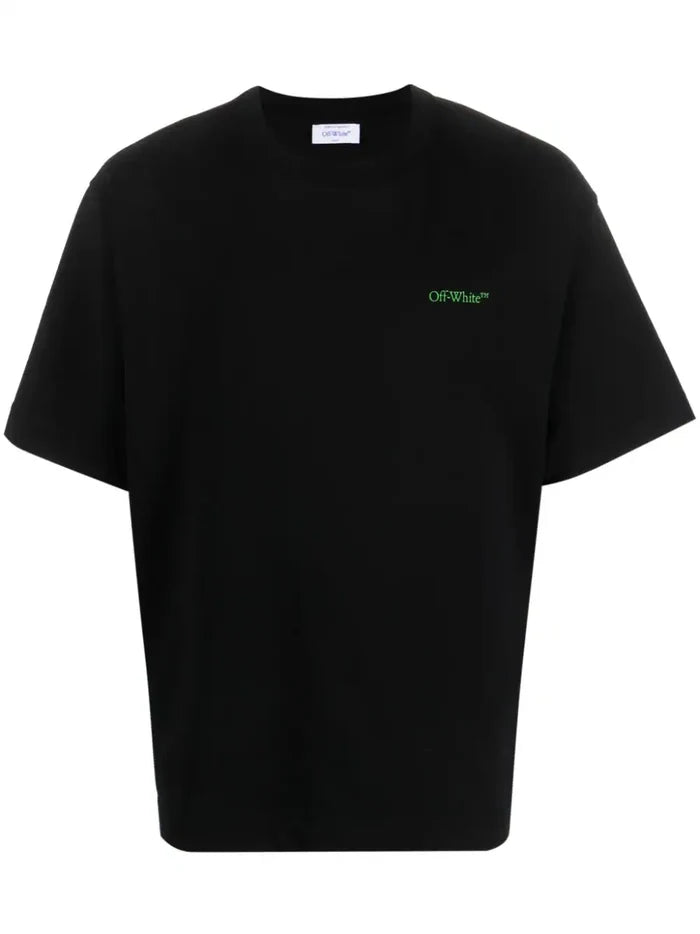 OFF-WHITE MEN Moon Cam Arrows-Print Skate T-shirt Black/Green - MAISONDEFASHION.COM