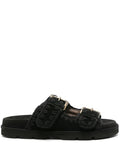 MOU WOMEN Low-Bio Double Buckle Sandals Black/Black - MAISONDEFASHION.COM