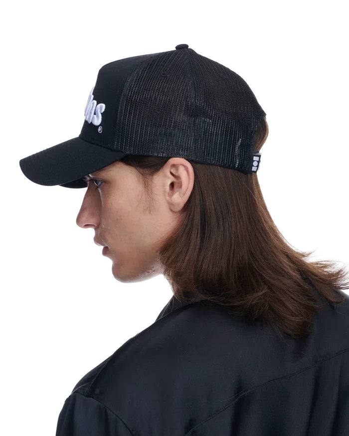 NAHMIAS Bubble Wave Logo Trucker Hat Black - MAISONDEFASHION.COM