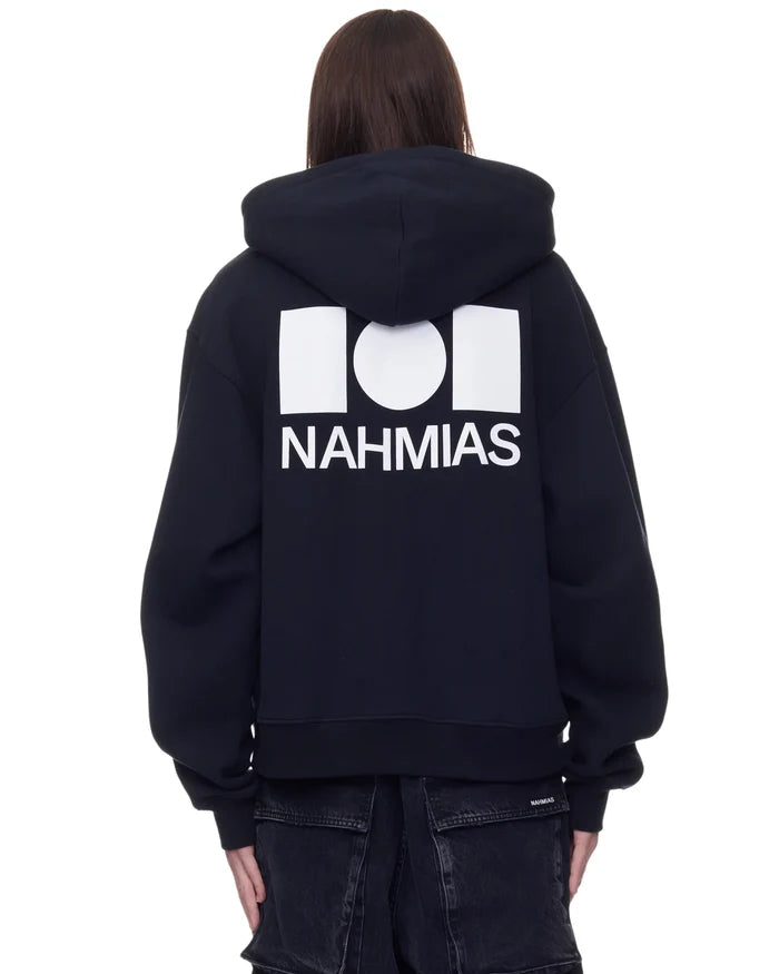 NAHMIAS Logo Zip Up Hoodie Black - MAISONDEFASHION.COM