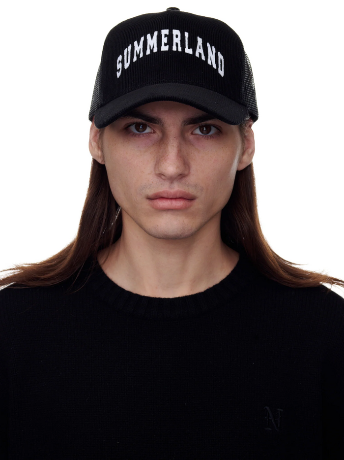 NAHMIAS MEN Summerland Corduroy Trucker Hat Black - MAISONDEFASHION.COM