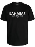 NAHMIAS Pronunciation Logo-Print Cotton T-Shirt Black - MAISONDEFASHION.COM
