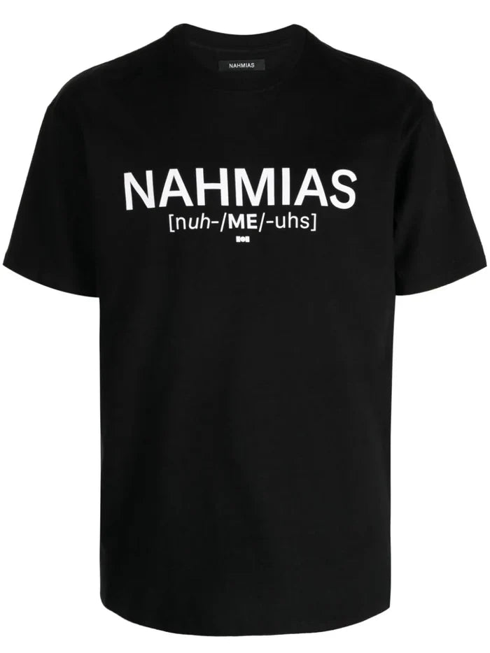 NAHMIAS Pronunciation Logo-Print Cotton T-Shirt Black - MAISONDEFASHION.COM