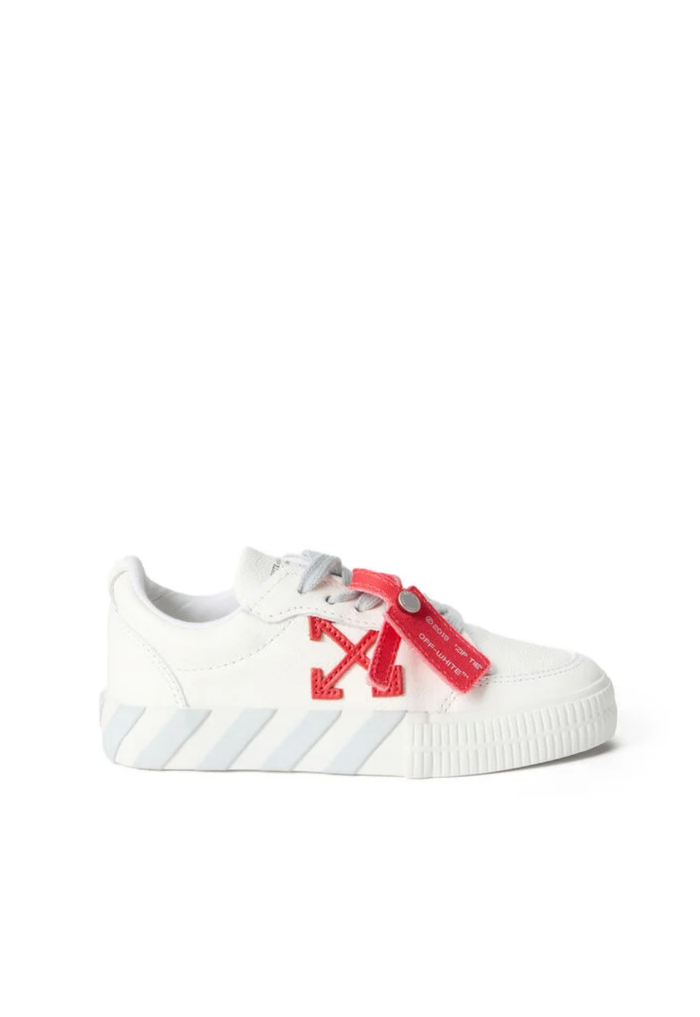 OFF WHITE KIDS Vulcanized Low Leather Sneakers White/Light Grey